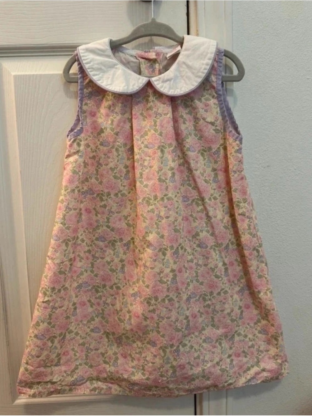 Girls' Floral Dress with White Peter Pan Collar